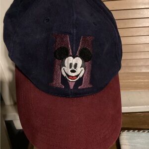 Mickey Mouse Navy and Burgundy Embroidered Cap